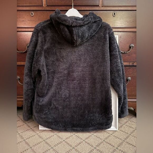 Blue 84 Fairfield Stags gray hooded teddy bear fleece 1/4 zip pullover L - Picture 2 of 10